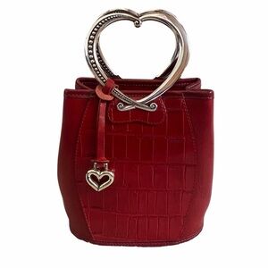 Brighton Corazon croc embossed satchel with heart top handle